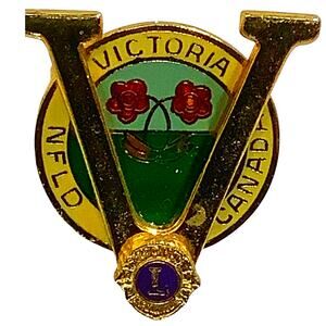 Vintage Lions Club International Victoria Newfoundland Canada, 1"W x 1-1/8"H